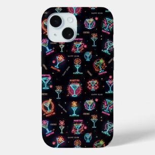 Funda Para iPhone 15 Letrero de neón Cócteles Martini Atómicos de la Er