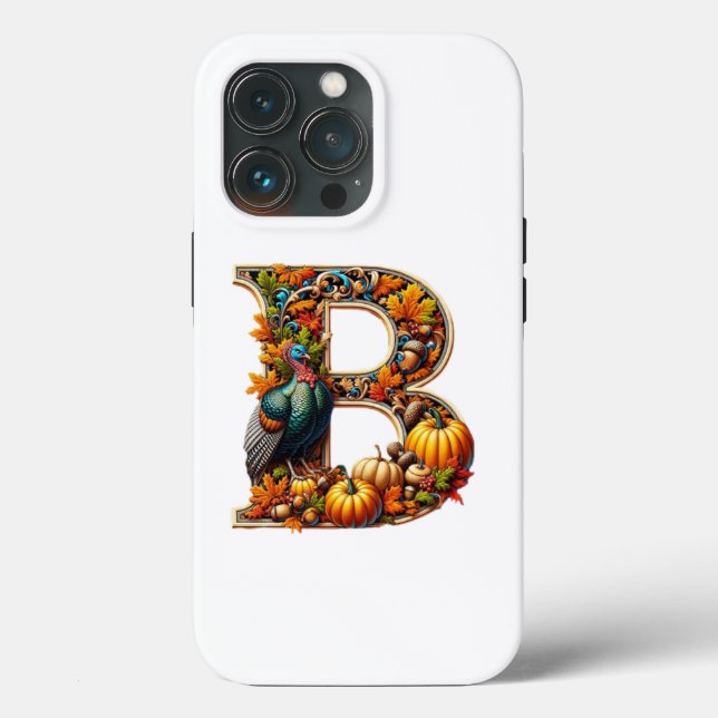 Funda De Case-Mate Para iPhone Letter B in Thanksgiving style (Reverso )