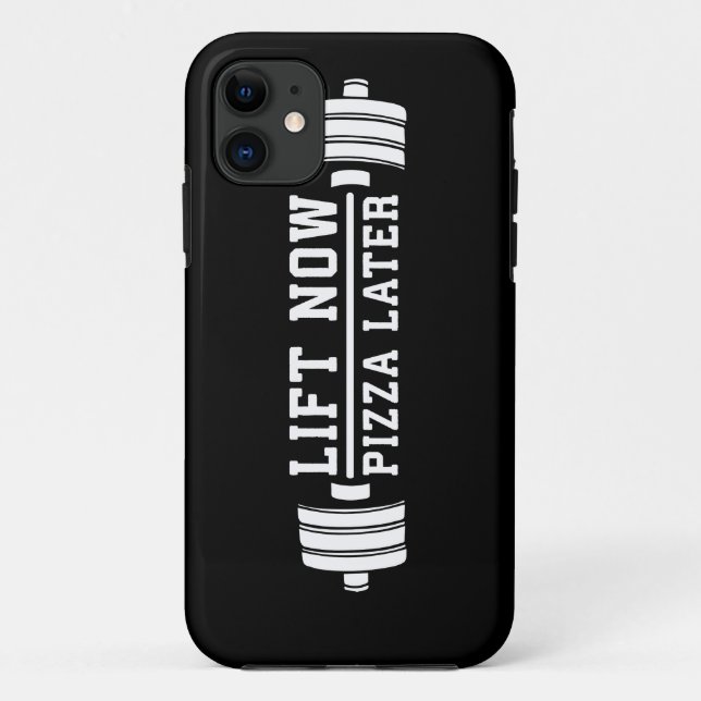 Funda De Case-Mate Para iPhone Levántate Ahora, Pizza Después, Barbell - Gracioso (Reverso)
