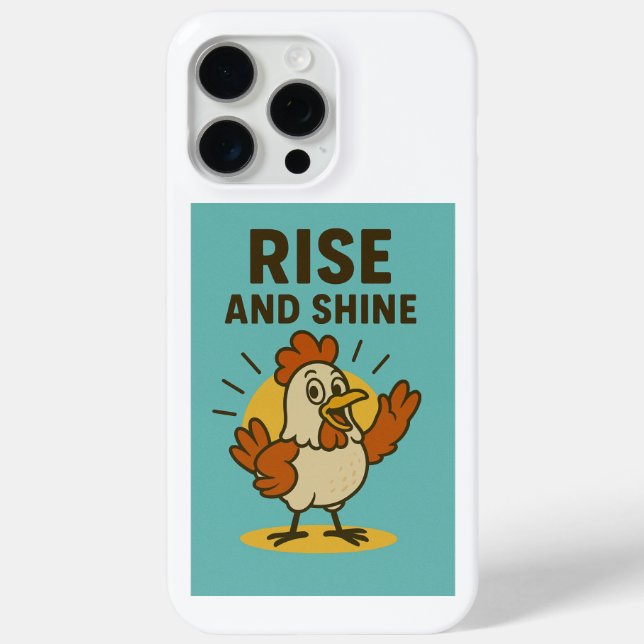 Funda De Case-Mate Para iPhone Levántate y resplandece pollo feliz (Reverso )