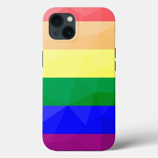 Funda De Case-Mate Para iPhone LGBT flag rainbow lines geometric mesh pattern (Reverso )