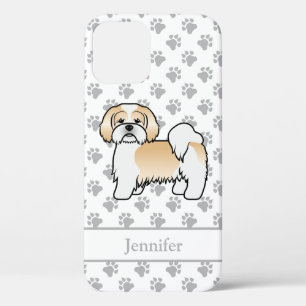 Funda Para iPhone 12 Lhasa Apso de dibujos animados de oro y blanco per