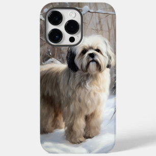 Funda Para iPhone 14 Pro Max De Case-Mate Lhasa Apso Let It Snow Navidades