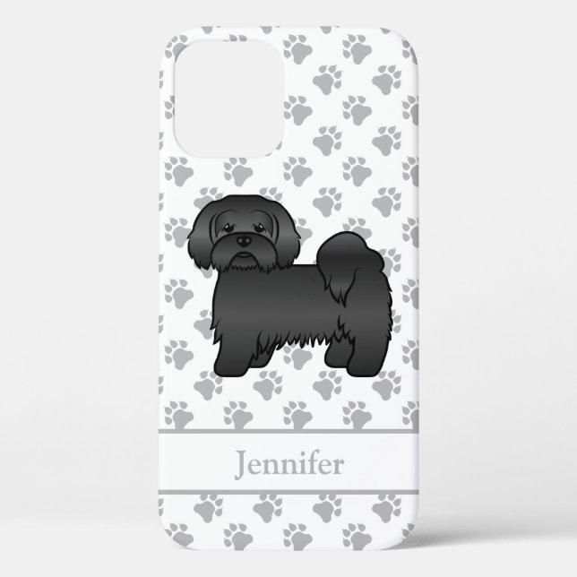 Funda De Case-Mate Para iPhone Lhasa Apso negro perro de dibujos animados lindo y (Reverso )