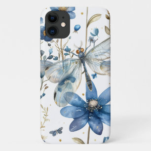 Funda Para iPhone 11 Libélula azul y flores para iPhone
