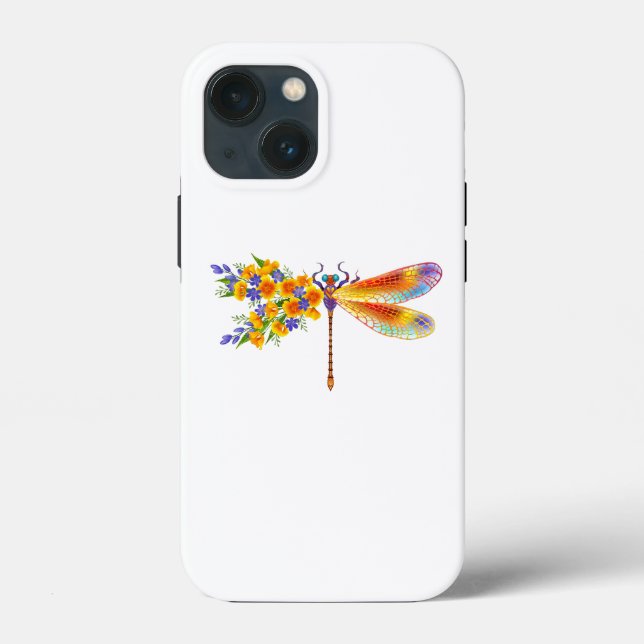 Funda De Case-Mate Para iPhone Libélula de Flor Amarilla (Reverso )