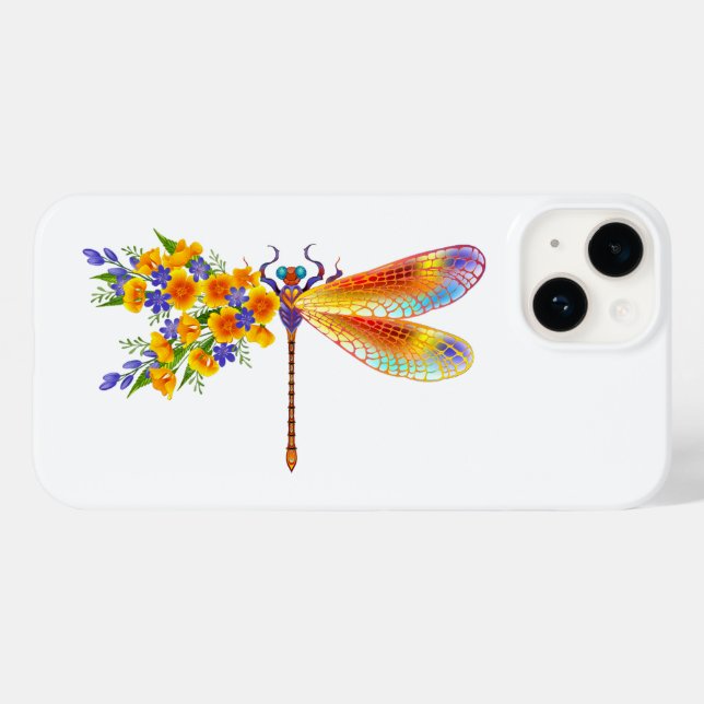 Funda De Case-Mate Para iPhone Libélula de Flor Amarilla (Reverso  (Horizontal))