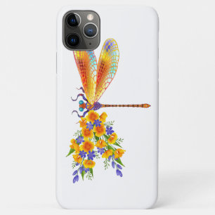 Funda Para iPhone 11 Pro Max Libélula de Flor Amarilla