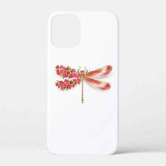 Funda De Case-Mate Para iPhone Libélula de flor con sakura de joyería (Reverso )