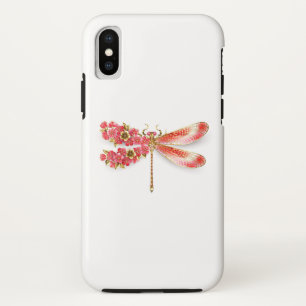 Funda Para iPhone XS Libélula de flor con sakura de joyería