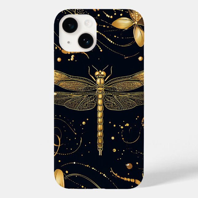 Funda De Case-Mate Para iPhone Libélula dorada (Reverso )