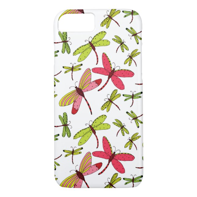 Funda De Case-Mate Para iPhone Libélulas rosadas y verdes (Reverso)