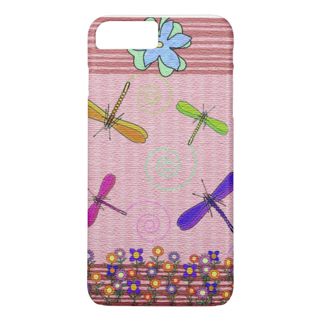 Funda De Case-Mate Para iPhone Libélulas y flores (Reverso)
