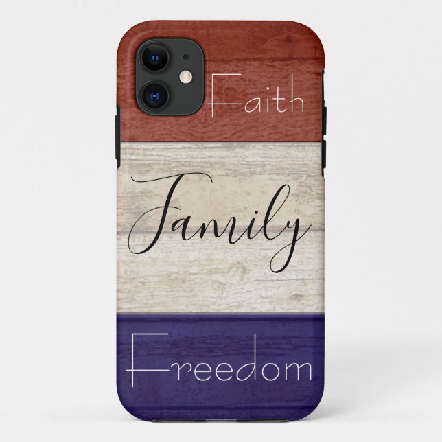 Funda De Case-Mate Para iPhone Libertad de familia de fe madera patriótica (Reverso)