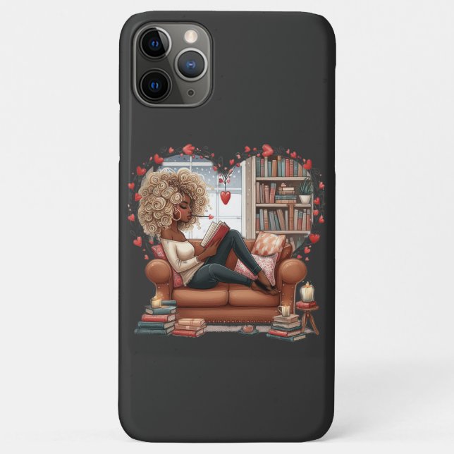 Funda De Case-Mate Para iPhone Libro de amor para Chicas afroamericanos - Leyendo (Reverso)