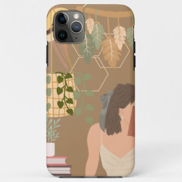 Funda Para iPhone 11 Pro Max Libro de lectura de mujer estética marrón
