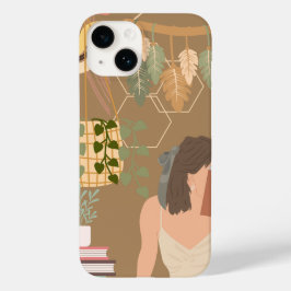 Funda Para iPhone 14 De Case-Mate Libro de lectura de mujer estética marrón