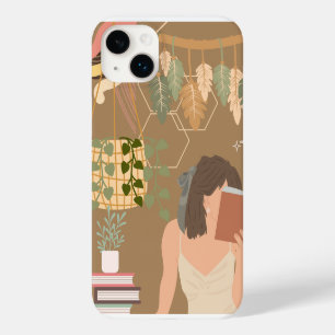 Funda Para iPhone 14 Plus De Case-Mate Libro de lectura de mujer estética marrón
