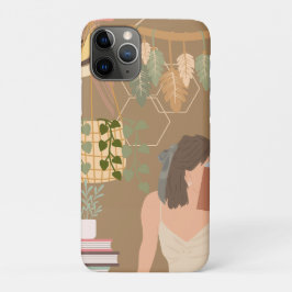 Funda Para iPhone 11 Pro Libro de lectura de mujer estética marrón