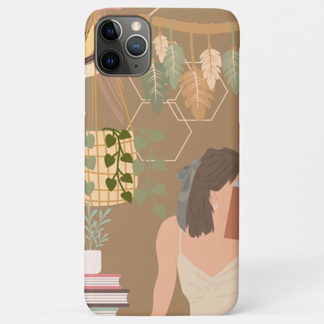 Funda De Case-Mate Para iPhone Libro de lectura de mujer estética marrón (Reverso)
