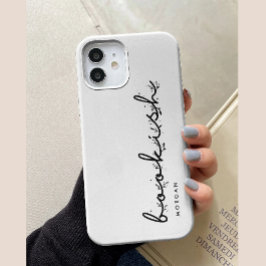 Funda Para iPhone 15 Libro de letra minimalista negro y blanco personal
