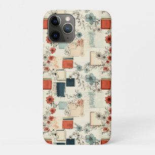 Funda Para iPhone 11 Pro Libros antiguos florales verde azulado Scrapbook