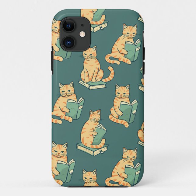 Funda De Case-Mate Para iPhone Libros de lectura de gatos (Reverso)