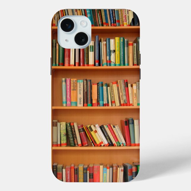 Funda De Case-Mate Para iPhone Libros en fondo de estantería (Reverso )