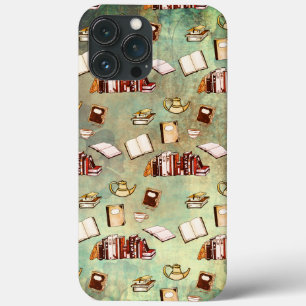 Funda Para iPhone 13 Pro Max Libros en lector constante de gusanos de té
