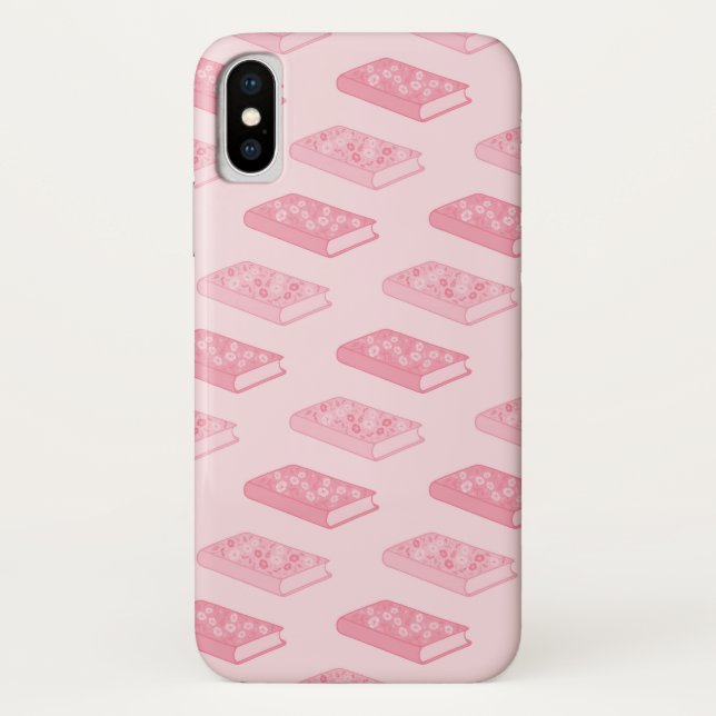 Funda De Case-Mate Para iPhone Libros florales rosados (Reverso)