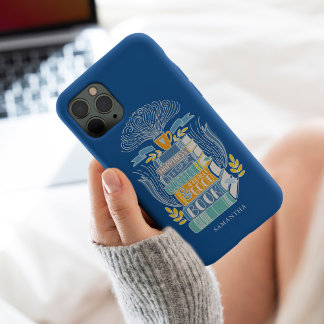 Funda Para iPhone 15 Mini Libros y amantes del café - Azul brillante