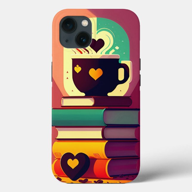 Funda De Case-Mate Para iPhone Libros Y Café (Reverso )
