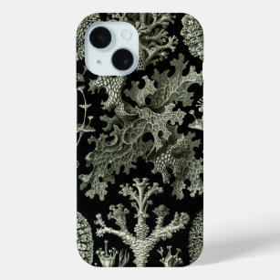 Funda Para iPhone 15 Lichen de Ernst Haeckel, Vintage Nature Plants