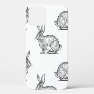 Funda Para iPhone 12 Liebre o conejo. Patrón sin foco con animales de b