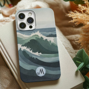 Funda Para iPhone 13 Lienzo acuático minimo moderno de olas oceánicas