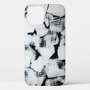 Funda Para iPhone 12 Lienzo pintado abstracto blanco negro.