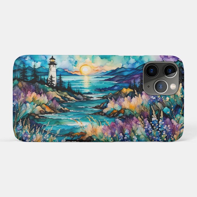 Funda De Case-Mate Para iPhone Lighthouse Bay Mountain Wilflower Garden (Reverso (horizontal))