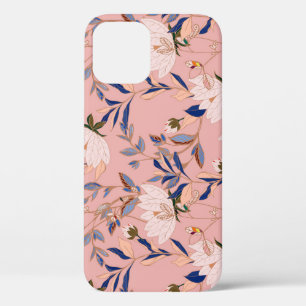 Funda Para iPhone 12 Lilies beige crema: fondo rosado sin foco