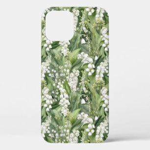 Funda Para iPhone 12 Lilies verdes blancos del arte de las flores del v