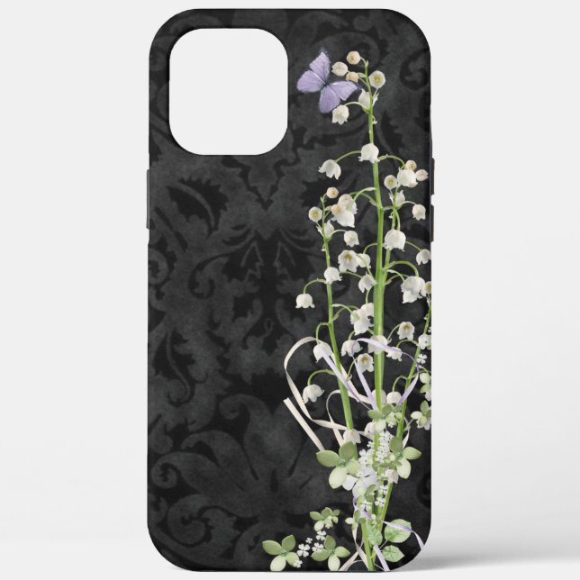 Funda De Case-Mate Para iPhone Lily del Valle en Damasco Negro (Reverso )