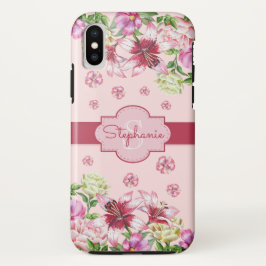 Funda Para iPhone XS Lily Peony Floral Rubor Pink Monograma