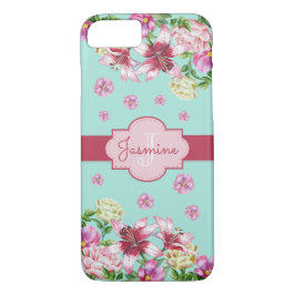 Funda Para iPhone 8/7 Lily y Peony Aqua