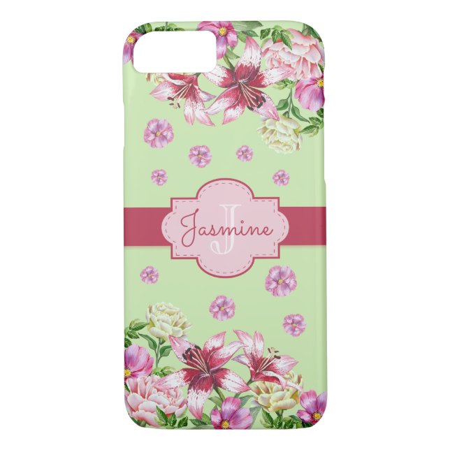 Funda De Case-Mate Para iPhone Lily y Peony Mint (Reverso)