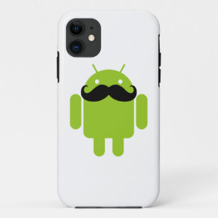 Funda Para iPhone 11 Lime Green Android Robot Mustache