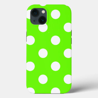 Funda Para iPhone 13 Lime green polka dots