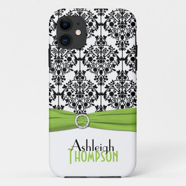 Funda De Case-Mate Para iPhone Lime, negro, blanco Damask iPhone 5 Funda (Reverso)