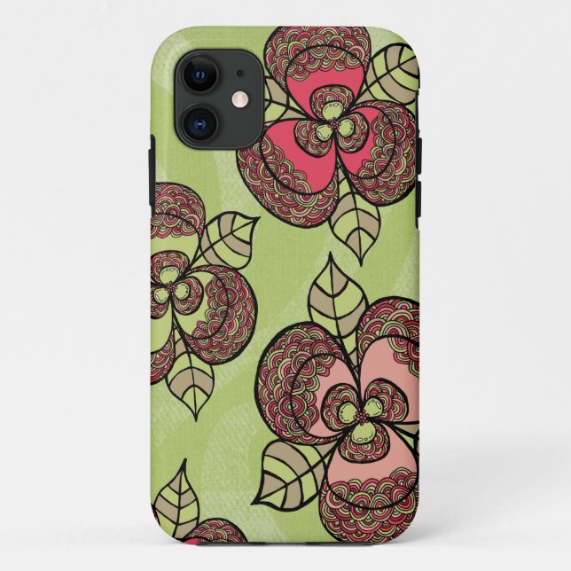 Funda De Case-Mate Para iPhone Lime Scarlet Floral Ladies Arte (Reverso)