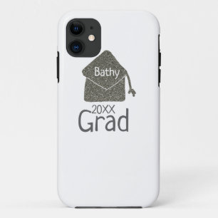 Funda Para iPhone 11 Límite de graduación plateado purpurina añadir nom