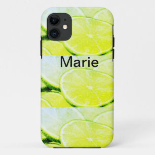 Funda Para iPhone 11 Limón verde amarillo simple agregar nombre persona