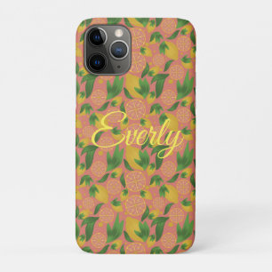 Funda Para iPhone 11 Pro Limoncillo Rosa Acuarela Personalizado